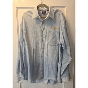 Men's Skagway Brewing Company Alaska Denim Button Down Shirt. Common Sense. XL